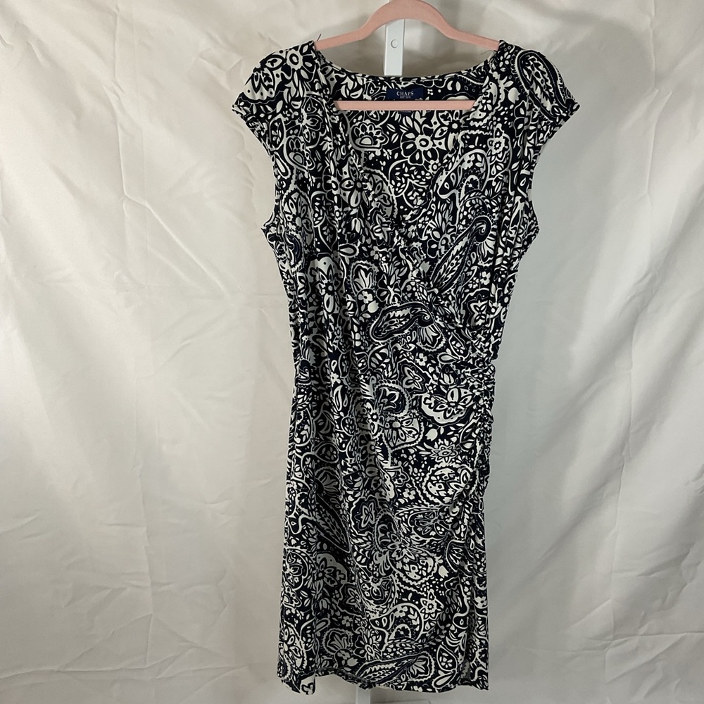 Chaps Black and White Paisley Midi Dress